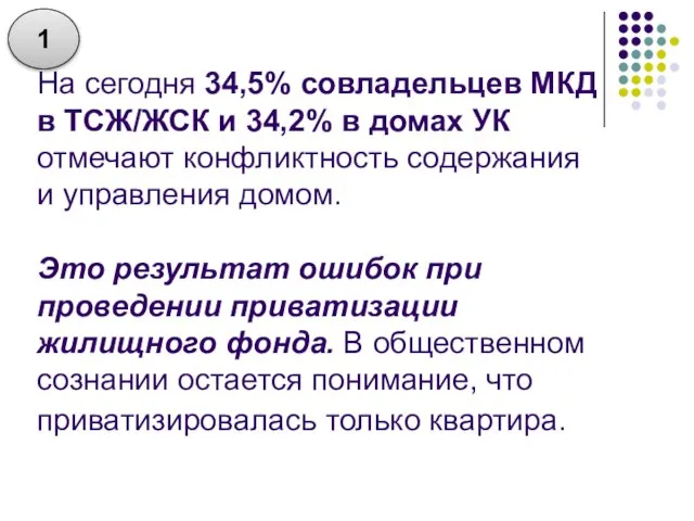 На сегодня 34,5% совладельцев МКД в ТСЖ/ЖСК и 34,2% в домах УК
