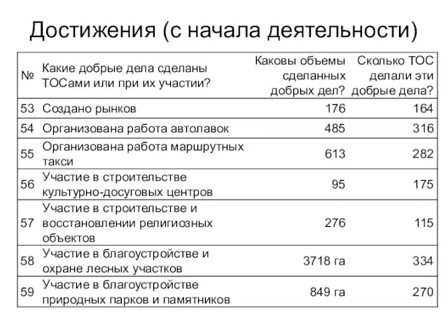 Достижения (с начала деятельности)