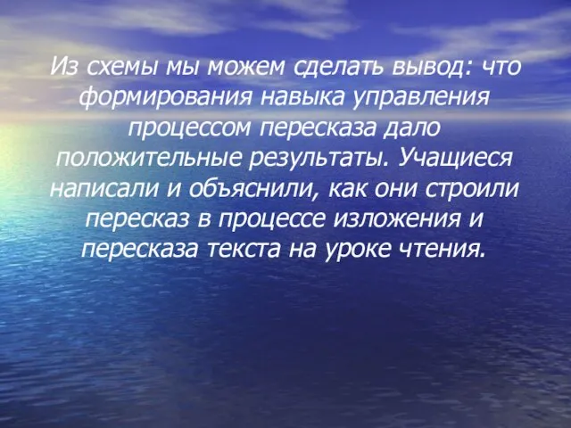 Из схемы мы можем сделать вывод: что формирования навыка управления процессом пересказа