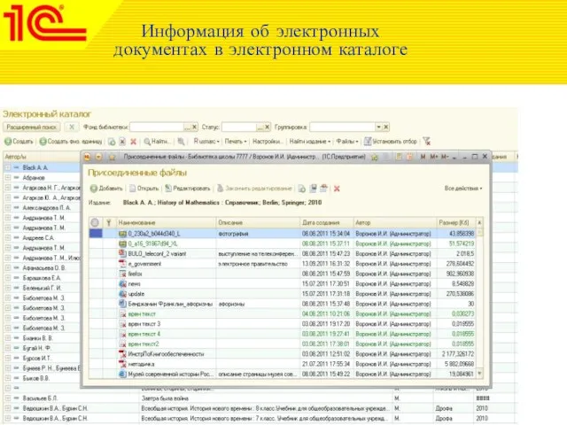 Информация об электронных документах в электронном каталоге