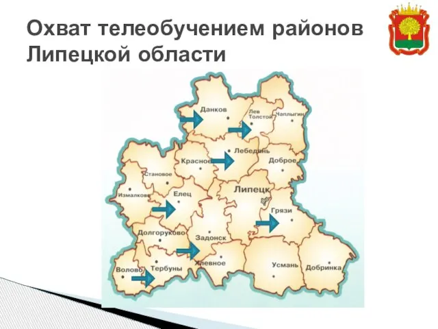 Охват телеобучением районов Липецкой области