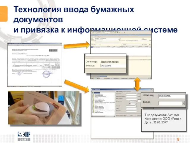 Технология ввода бумажных документов и привязка к информационной системе Тип документа: Акт