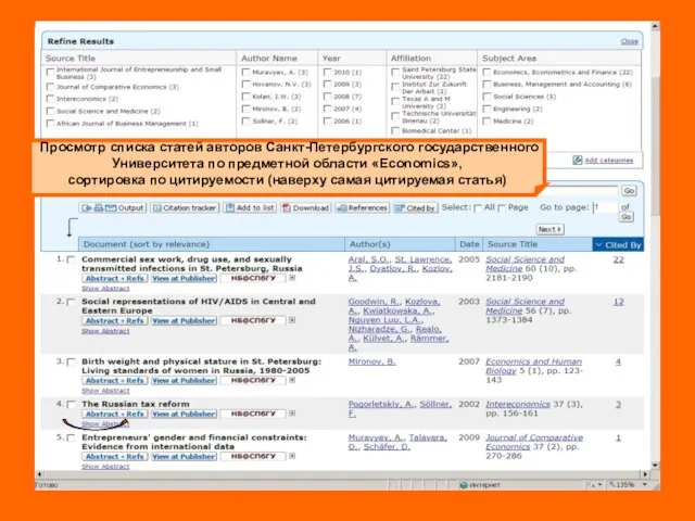 Просмотр списка статей авторов Санкт-Петербургского государственного Университета по предметной области «Economics», сортировка