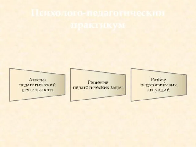 Психолого-педагогический практикум Анализ педагогической деятельности Решение педагогических задач Разбор педагогических ситуаций