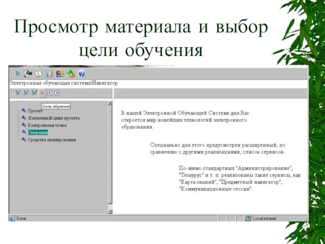 Просмотр материала и выбор цели обучения