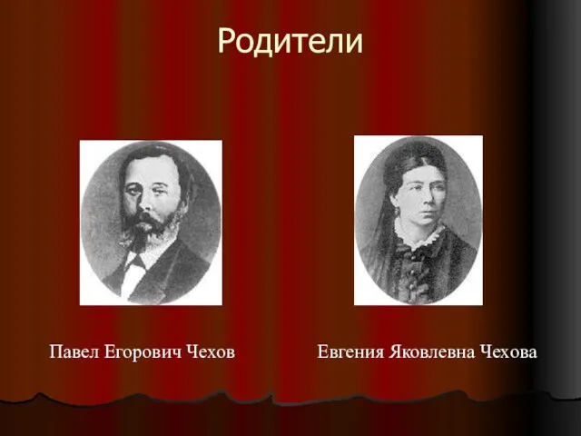 Родители Павел Егорович Чехов Евгения Яковлевна Чехова