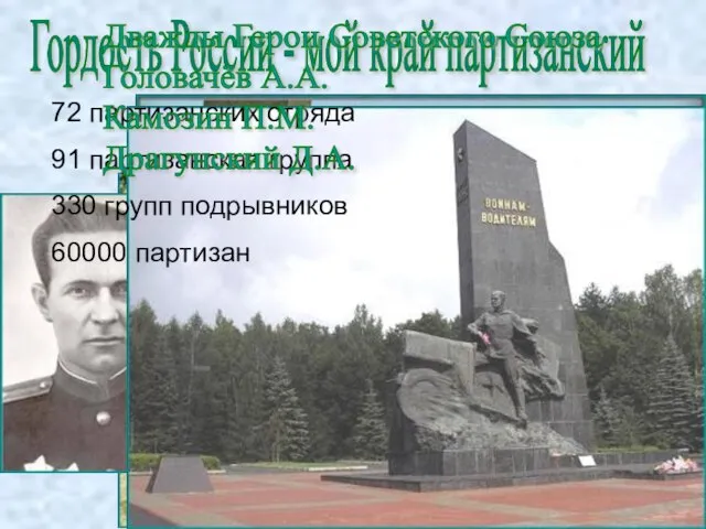 Гордость России - мой край партизанский 72 партизанских отряда 91 партизанская группа