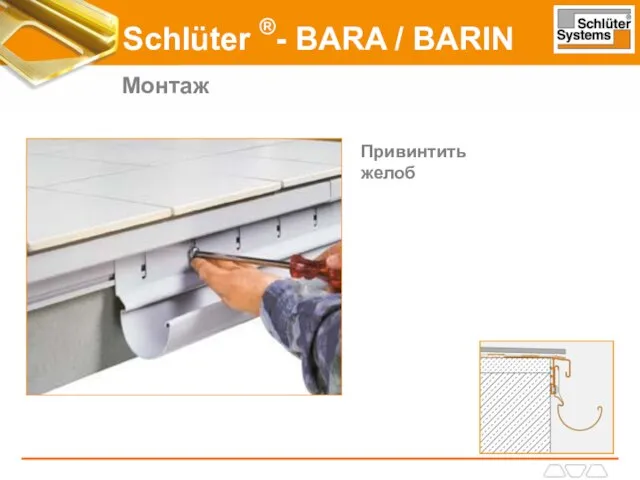 Schlüter ® - BARA / BARIN Монтаж Привинтить желоб