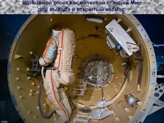 Шлюзовой отсек Космической станции Мир для выхода в открытый космос.