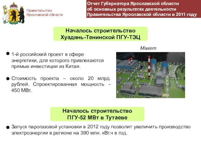 Правительство Ярославской области Началось строительство Хуадянь-Тенинской ПГУ-ТЭЦ Стоимость проекта – около 20