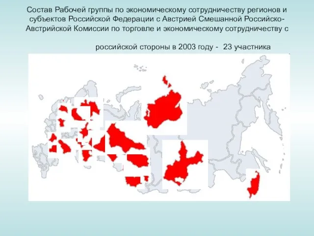 Состав Рабочей группы по экономическому сотрудничеству регионов и субъектов Российской Федерации с