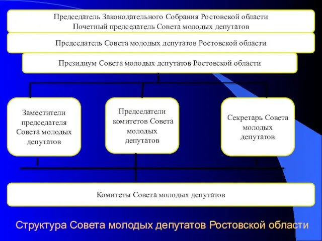 Структура Совета молодых депутатов Ростовской области Председатель Законодательного Собрания Ростовской области Почетный