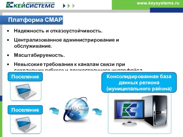 Надежность и отказоустойчивость. Централизованное администрирование и обслуживание. Масштабируемость. Невысокие требования к каналам