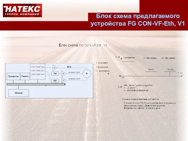 Блок схема предлагаемого устройства FG CON-VF-Eth, V1