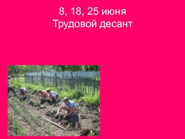 8, 18, 25 июня Трудовой десант