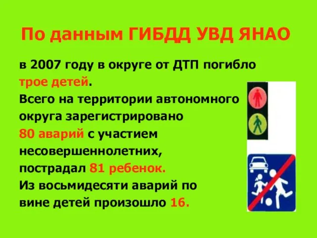 По данным ГИБДД УВД ЯНАО в 2007 году в округе от ДТП