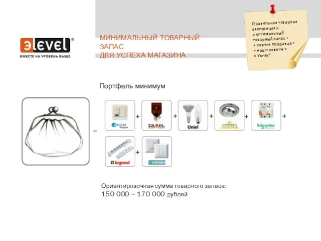 Портфель минимум 0 = Ориентировочная сумма товарного запаса: 150 000 – 170