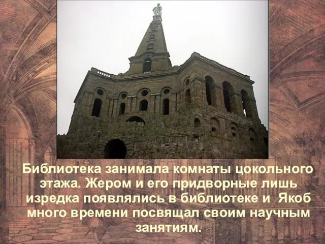 Библиотека занимала комнаты цокольного этажа. Жером и его придворные лишь изредка появлялись