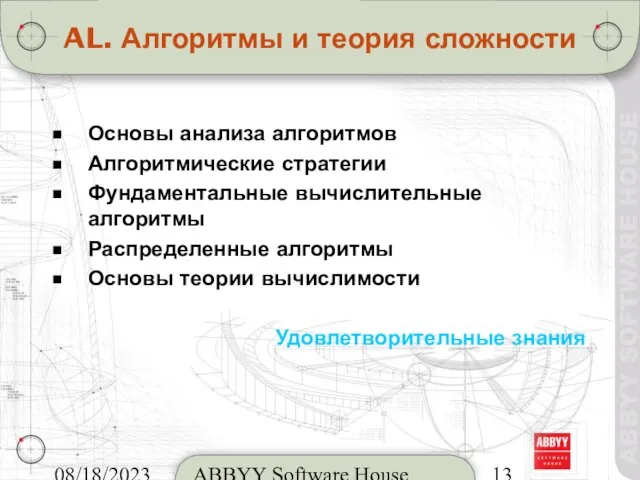 08/18/2023 ABBYY Software House AL. Алгоритмы и теория сложности Основы анализа алгоритмов