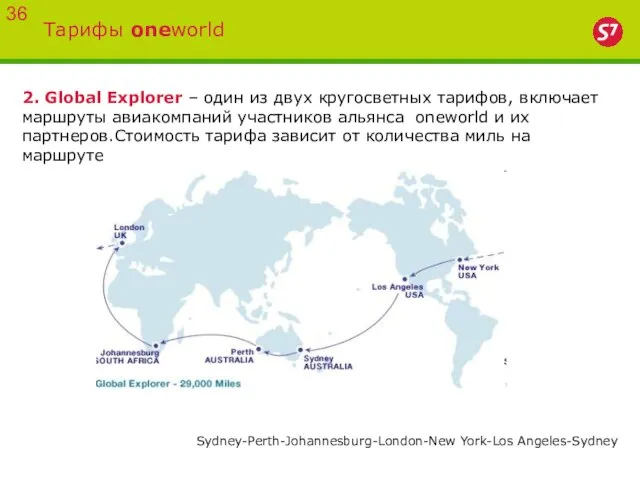 Тарифы oneworld 36 2. Global Explorer – один из двух кругосветных тарифов,