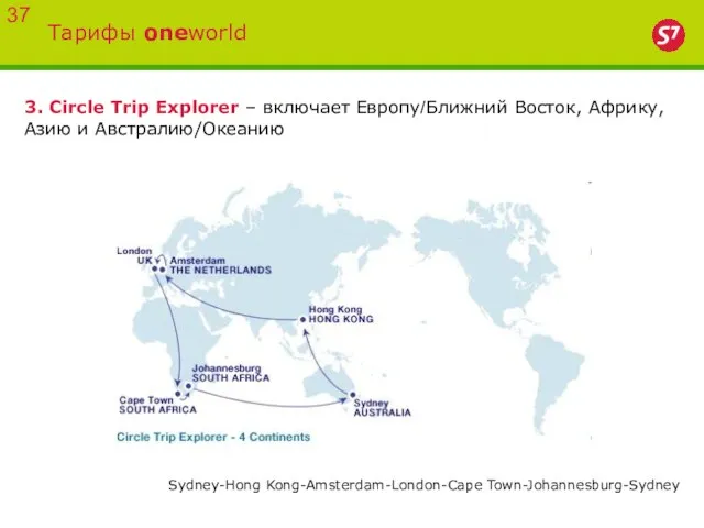 Тарифы oneworld 37 3. Circle Trip Explorer – включает Европу/Ближний Восток, Африку,