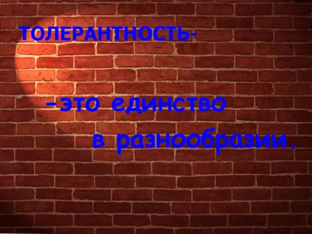 -это единство в разнообразии. ТОЛЕРАНТНОСТЬ-