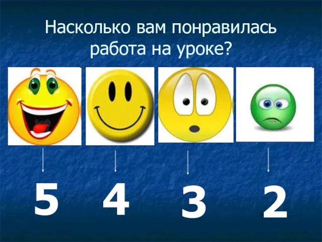 Насколько вам понравилась работа на уроке? 5 4 3 2