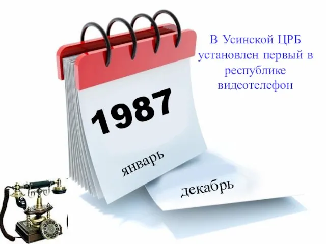 1987 январь декабрь В Усинской ЦРБ установлен первый в республике видеотелефон
