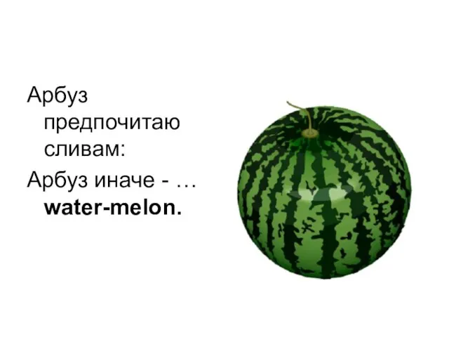 Арбуз предпочитаю сливам: Арбуз иначе - … water-melon.