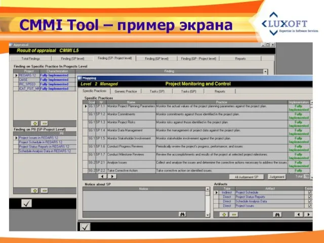 CMMI Tool – пример экрана