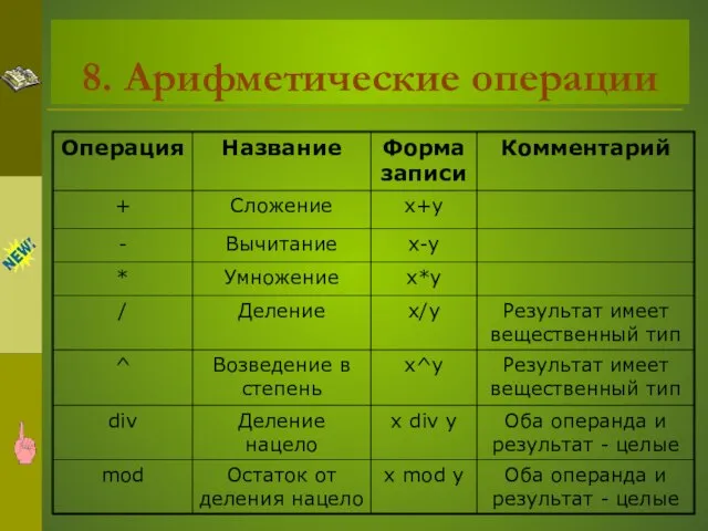 8. Арифметические операции