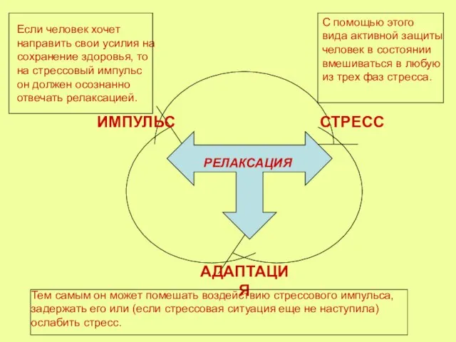 РЕЛАКСАЦИЯ Если человек хочет направить свои усилия на сохранение здоровья, то на