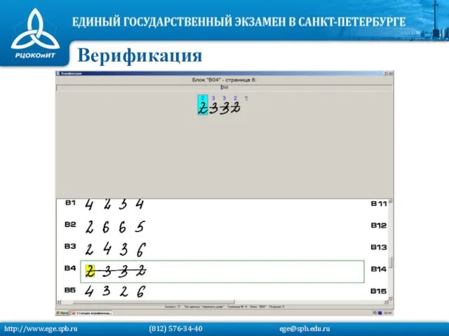 Верификация http://www.ege.spb.ru (812) 576-34-40 ege@spb.edu.ru