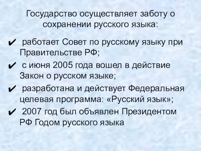 Государство осуществляет заботу о сохранении русского языка: работает Совет по русскому языку