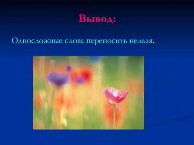 Вывод: Односложные слова переносить нельзя.