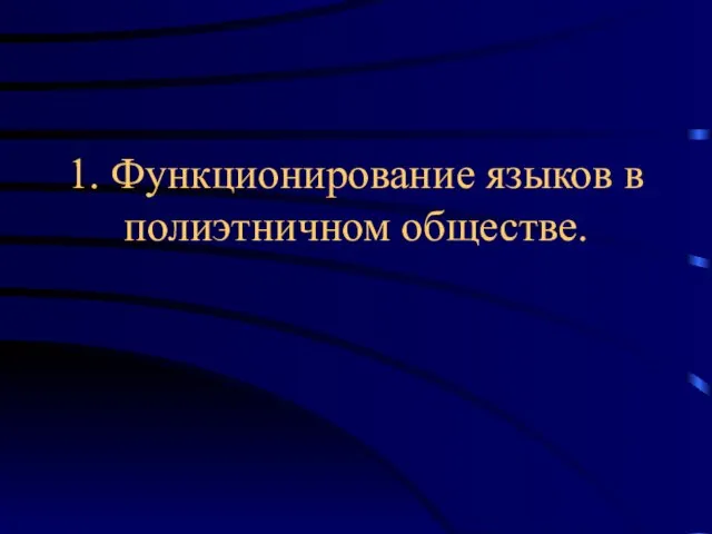 1. Функционирование языков в полиэтничном обществе.