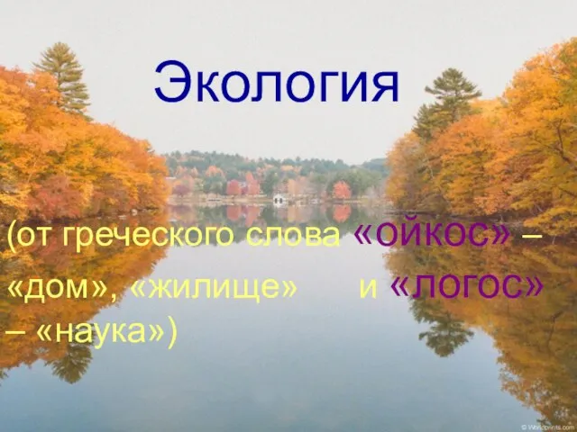 (от греческого слова «ойкос» – «дом», «жилище» и «логос» – «наука») Экология