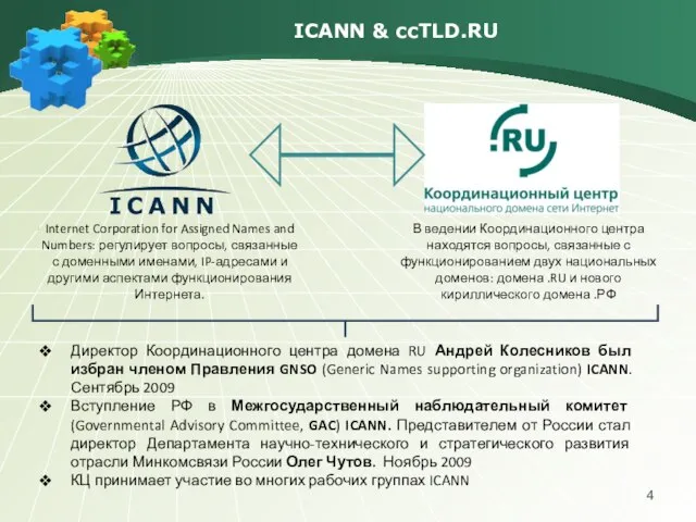 ICANN & ccTLD.RU . Internet Corporation for Assigned Names and Numbers: регулирует