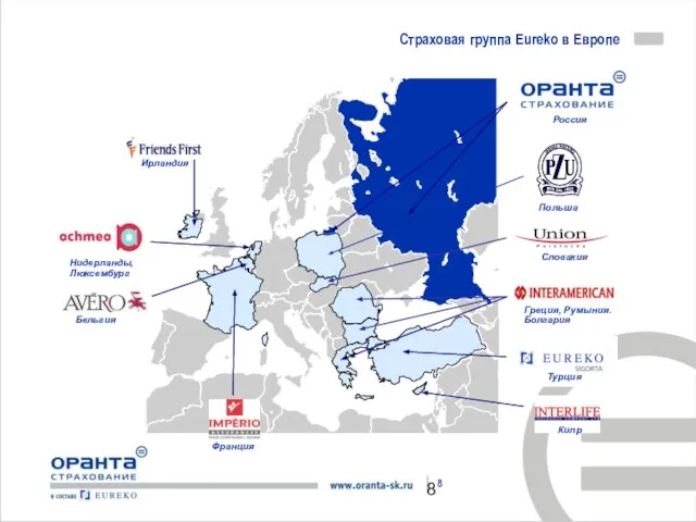 Страховая группа Eureko в Европе Греция, Румыния. Болгария Словакия Польша Ирландия Бельгия