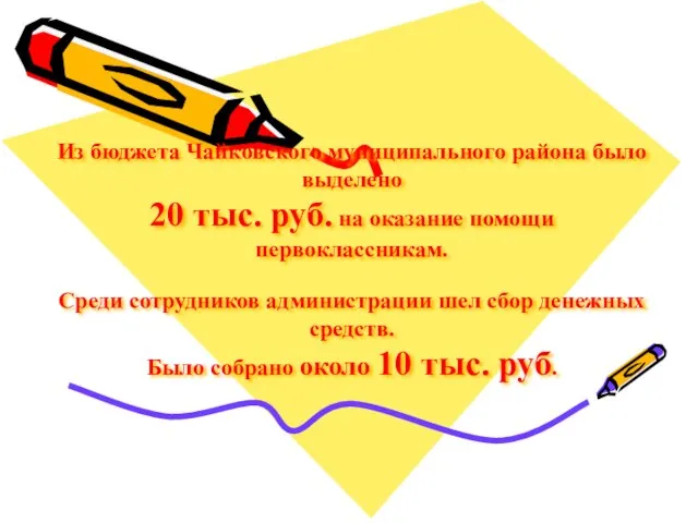 Из бюджета Чайковского муниципального района было выделено 20 тыс. руб. на оказание