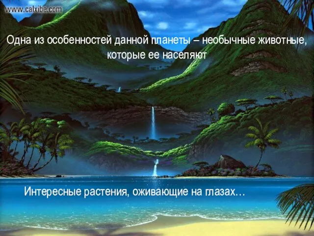 Одна из особенностей данной планеты – необычные животные, которые ее населяют Интересные растения, оживающие на глазах…