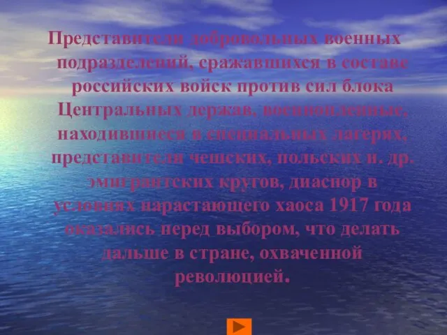 Представители добровольных военных подразделений, сражавшихся в составе российских войск против сил блока