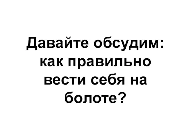 Давайте обсудим: как правильно вести себя на болоте?