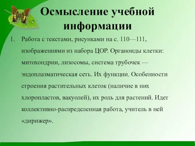 Осмысление учебной информации Работа с текстами, рисунками на с. 110—111, изображениями из