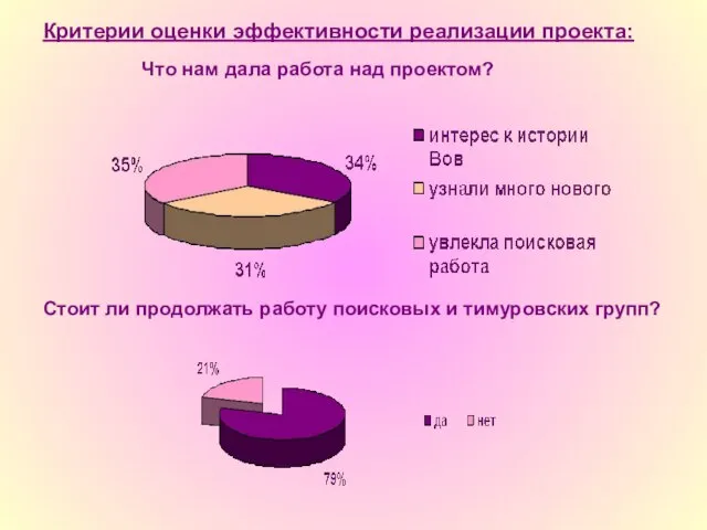 Критерии оценки эффективности реализации проекта: Что нам дала работа над проектом? Стоит