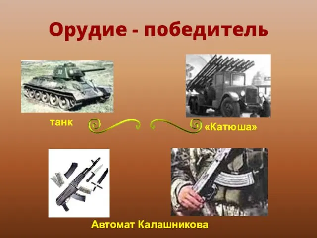 Орудие - победитель танк «Катюша» Автомат Калашникова