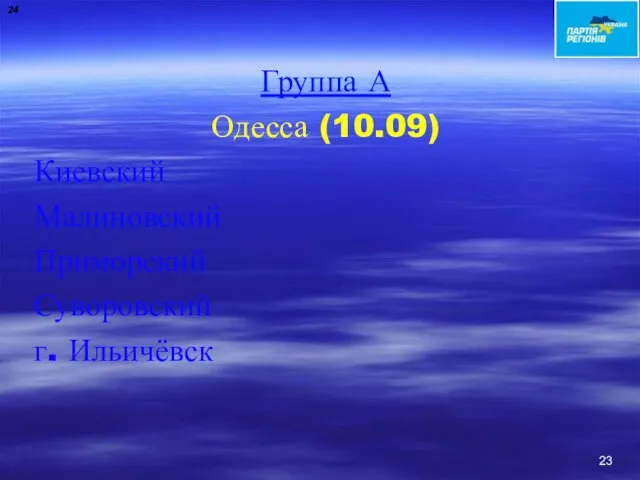 Группа А Одесса (10.09) Киевский Малиновский Приморский Суворовский г. Ильичёвск 24