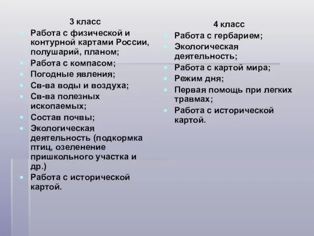 3 класс Работа с физической и контурной картами России, полушарий, планом; Работа