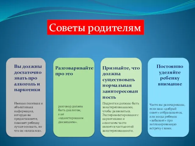 Вы должны достаточно знать про алкоголь и наркотики Именно полезная и объективная