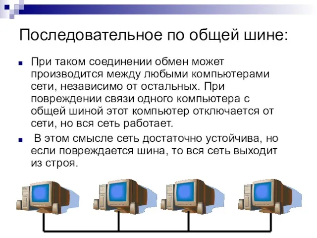 Последовательное по общей шине: При таком соединении обмен может производится между любыми